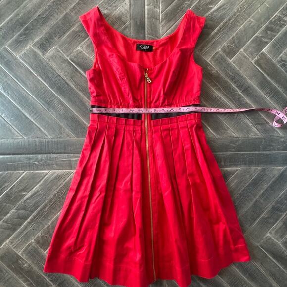 Guess Red Front Zipper Pleated Dress | Approx Size S - Picture 8 of 11